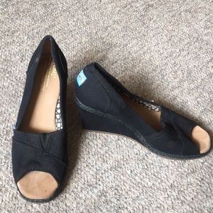 Black TOMS Wedges Size 7